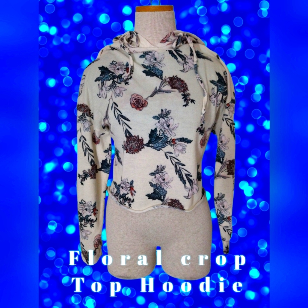 GORGEOUS FLORAL WOMENS SIZE LARGE CROP TOP HOODIE FROM SHEIN